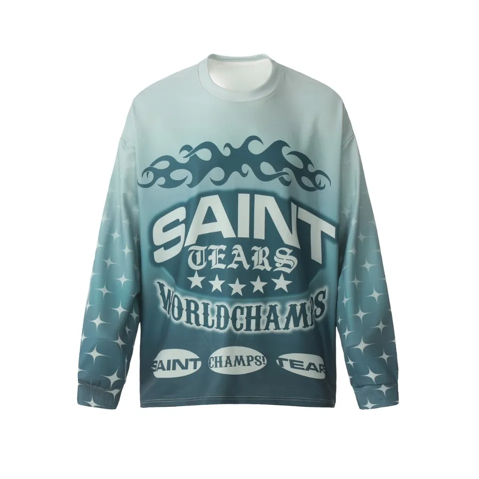 Saint michael tears all-over printed long-sleeved vintage autumn and winter T-shirt Style number: 104 Size: M L XL Wholesale price: 136 Color: green blue
